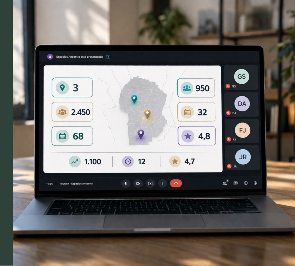 Dashboard de KPIs Ancestra mostrando puntos en Córdoba